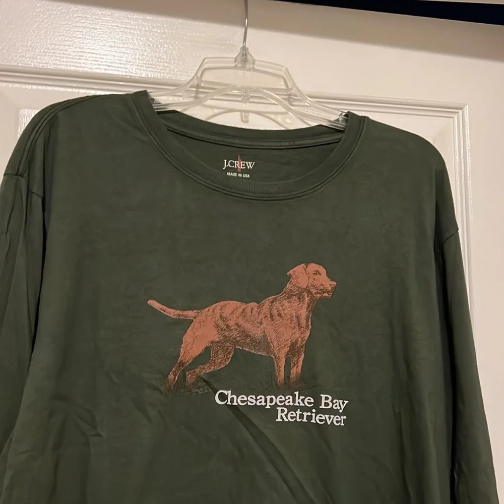 NWT J Crew Long-sleeve made-in-the-USA retriever graphic T-shirt
